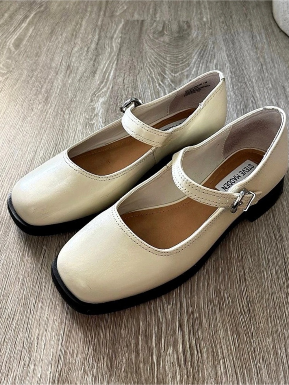 Steve Madden Delancy Mary Jane Flat Cream Flats